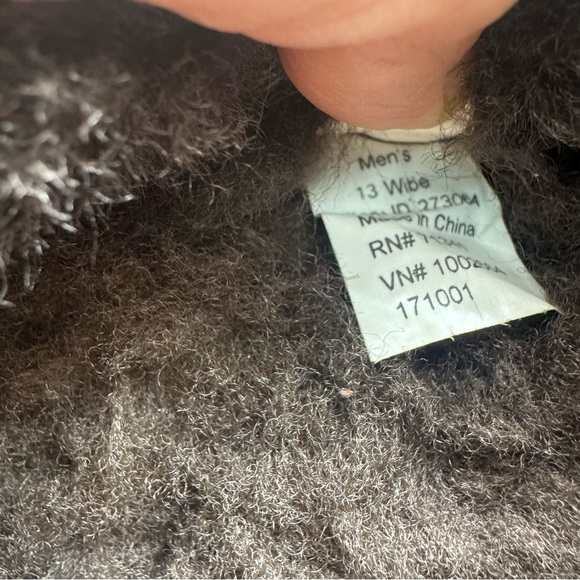 LL Bean Wicked Good Slippers Brown Suede Leather Size 13 Wide Shearling Cozy - Picture 7 of 9